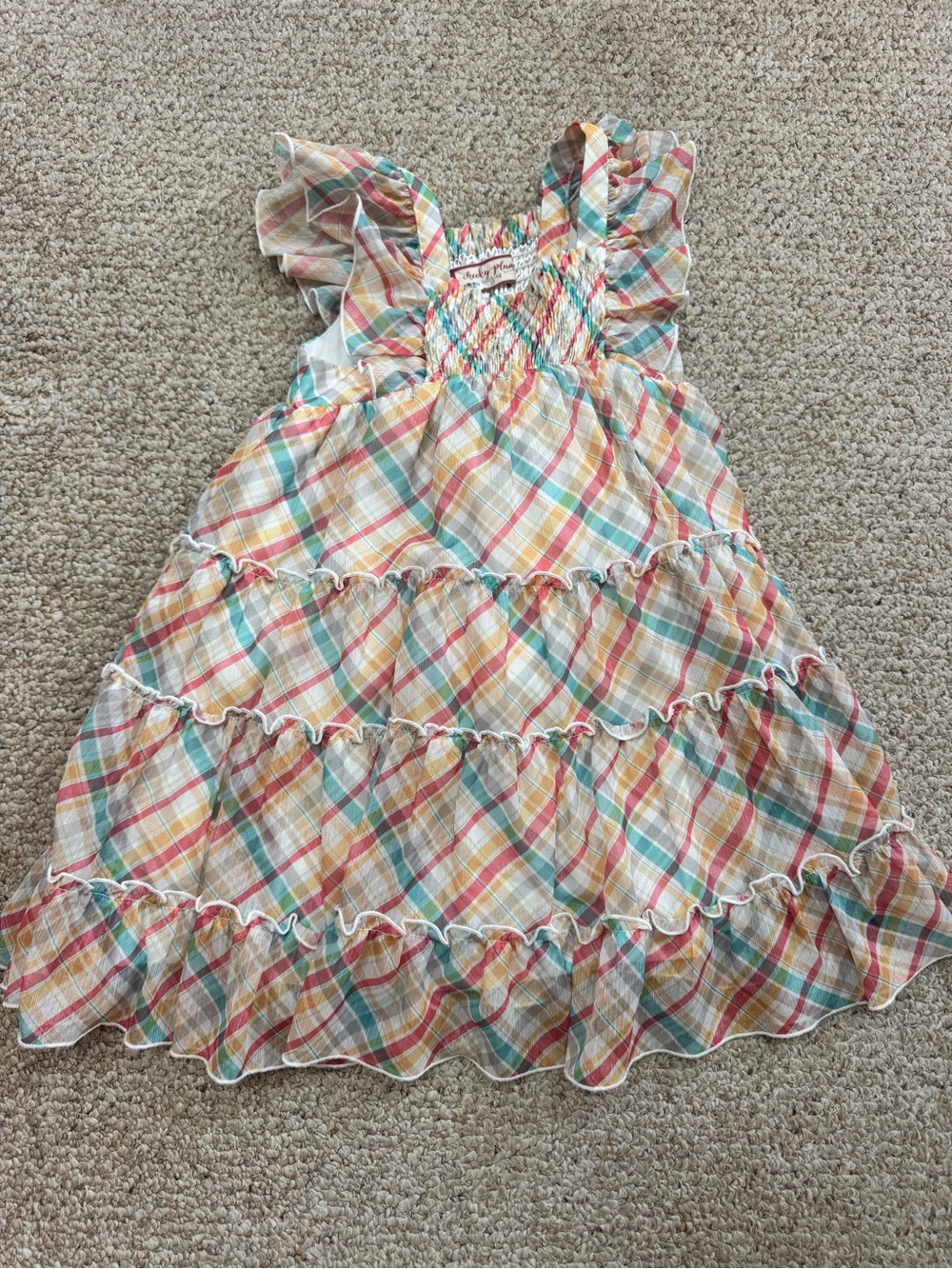 cheeky plum Multi-Color Plaid Ruffle Tiered Dress